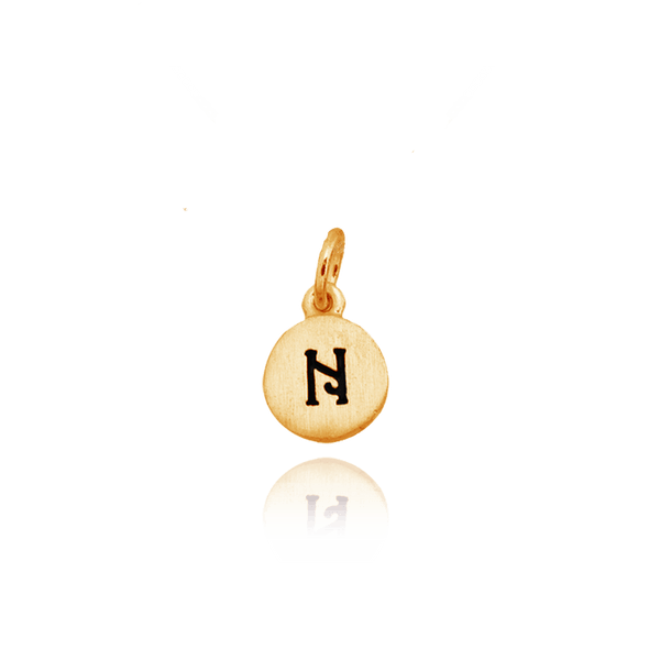 ITI NYC Initial Pendants with Black Enamel in 14K Gold (11mm) (100% Polished with Bail)