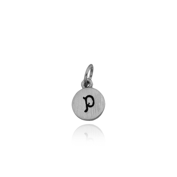 ITI NYC Initial Pendants with Black Enamel in Sterling Silver (11mm) (100% Polished with Bail)