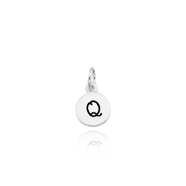 ITI NYC Initial Pendants with Black Enamel in Sterling Silver (11mm) (100% Polished with Bail)