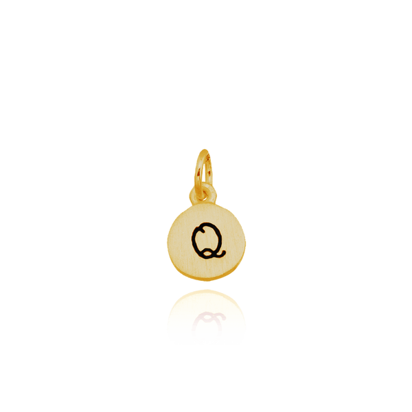 ITI NYC Initial Pendants with Black Enamel in 14K Gold (11mm) (100% Polished with Bail)