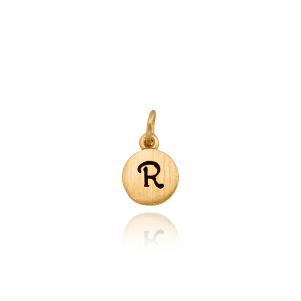 ITI NYC Initial Pendants with Black Enamel in 14K Gold (11mm) (100% Polished with Bail)