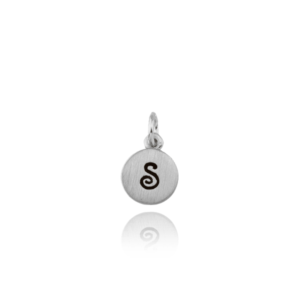 ITI NYC Initial Pendants with Black Enamel in Sterling Silver (11mm) (100% Polished with Bail)