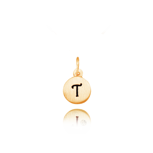 ITI NYC Initial Pendants with Black Enamel in 14K Gold (11mm) (100% Polished with Bail)