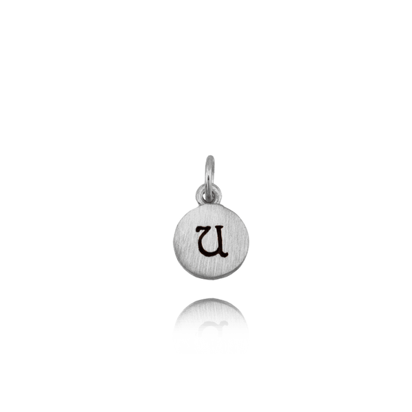 ITI NYC Initial Pendants with Black Enamel in Sterling Silver (11mm) (100% Polished with Bail)
