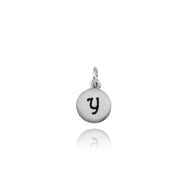 ITI NYC Initial Pendants with Black Enamel in Sterling Silver (11mm) (100% Polished with Bail)