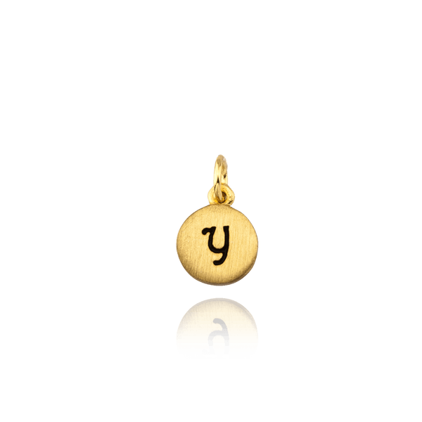ITI NYC Initial Pendants with Black Enamel in 14K Gold (11mm) (100% Polished with Bail)