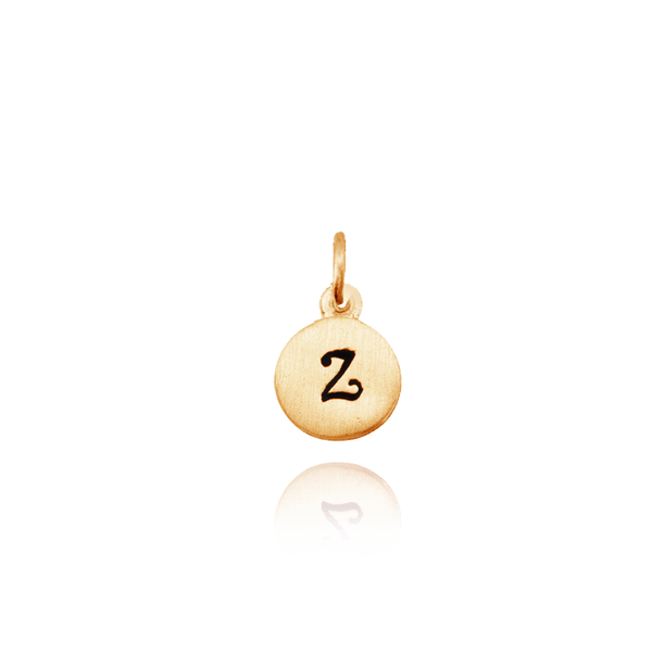 ITI NYC Initial Pendants with Black Enamel in 14K Gold (11mm) (100% Polished with Bail)