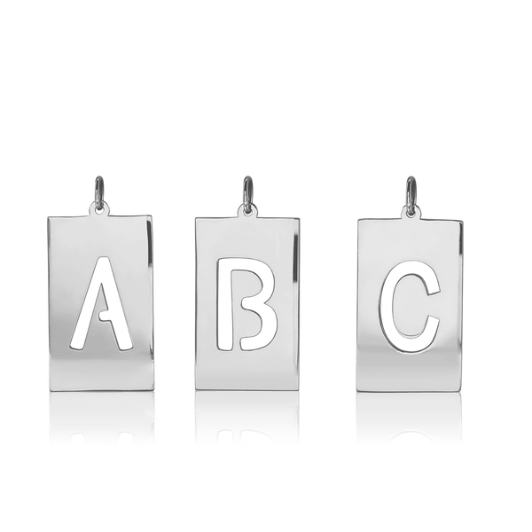 ITI NYC Uppercase Block Cut Out in Sterling Silver (28mm) (100% Polished with Bail)