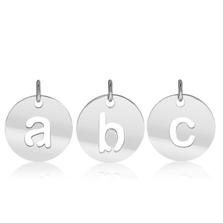 ITI NYC Lowercase Cut Out Disc in Sterling Silver (16mm) (100% Polished with Bail)