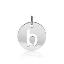 Load image into Gallery viewer, ITI NYC Lowercase Cut Out Disc in Sterling Silver (16mm) (100% Polished with Bail)
