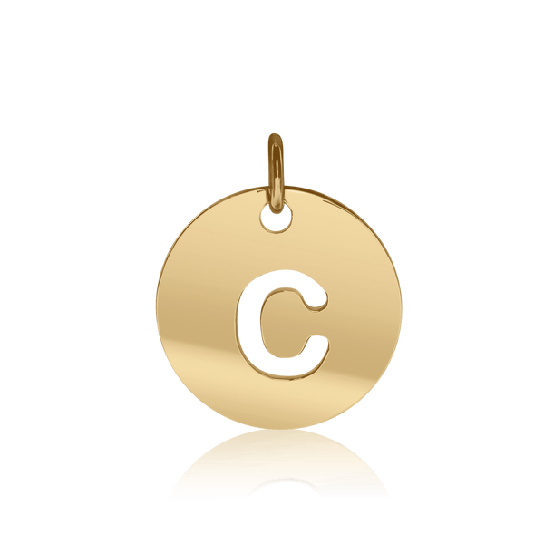 ITI NYC Lowercase Cut Out Disc in Sterling Silver (16mm) (100% Polished with Bail)