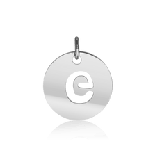 Load image into Gallery viewer, ITI NYC Lowercase Cut Out Disc in Sterling Silver (16mm) (100% Polished with Bail)
