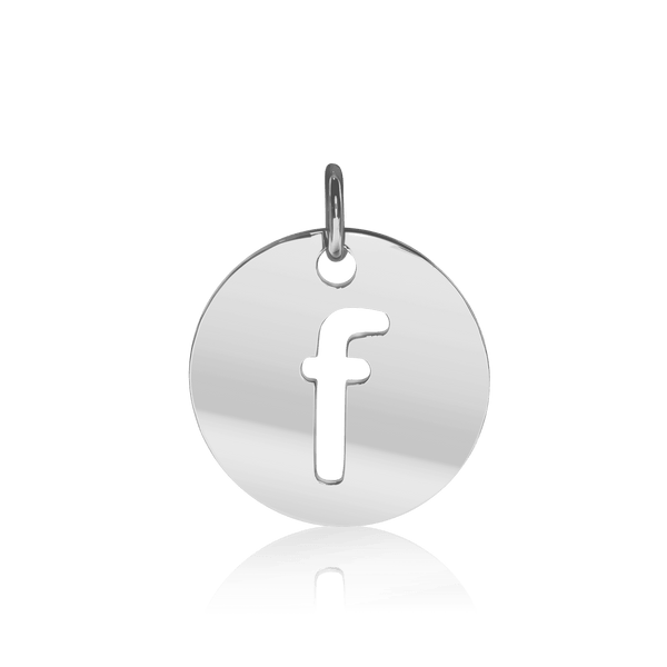 ITI NYC Lowercase Cut Out Disc in Sterling Silver (16mm) (100% Polished with Bail)