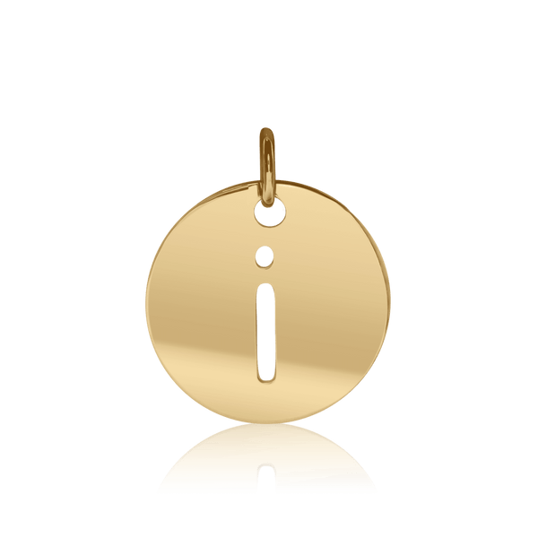 ITI NYC Lowercase Cut Out Disc in Sterling Silver (16mm) (100% Polished with Bail)