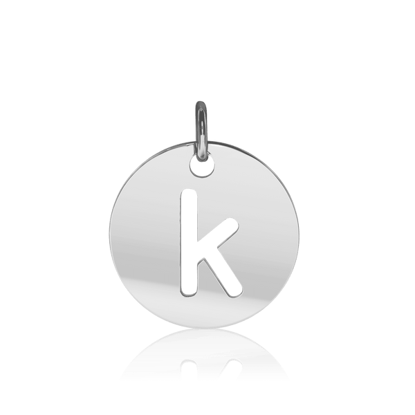 ITI NYC Lowercase Cut Out Disc in Sterling Silver (16mm) (100% Polished with Bail)