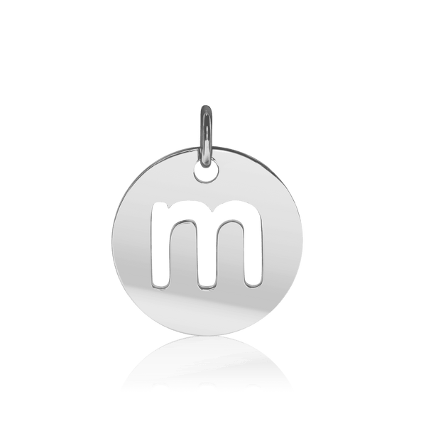 ITI NYC Lowercase Cut Out Disc in Sterling Silver (16mm) (100% Polished with Bail)