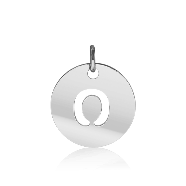 ITI NYC Lowercase Cut Out Disc in Sterling Silver (16mm) (100% Polished with Bail)