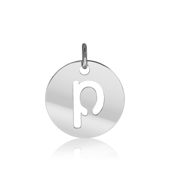 ITI NYC Lowercase Cut Out Disc in Sterling Silver (16mm) (100% Polished with Bail)