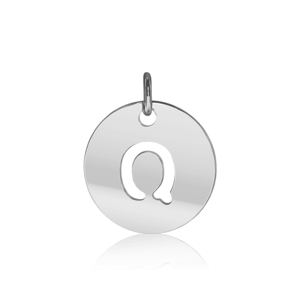 ITI NYC Lowercase Cut Out Disc in Sterling Silver (16mm) (100% Polished with Bail)