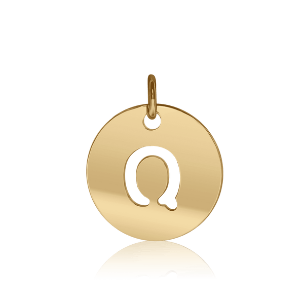 ITI NYC Lowercase Cut Out Disc in Sterling Silver (16mm) (100% Polished with Bail)