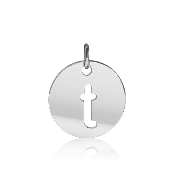 ITI NYC Lowercase Cut Out Disc in Sterling Silver (16mm) (100% Polished with Bail)