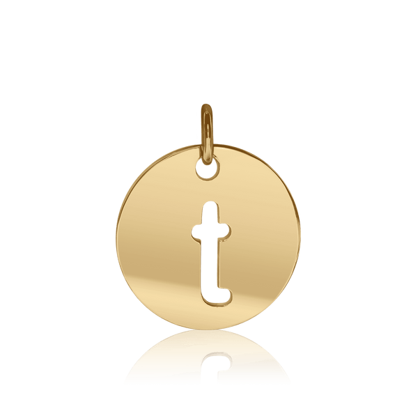 ITI NYC Lowercase Cut Out Disc in Sterling Silver (16mm) (100% Polished with Bail)