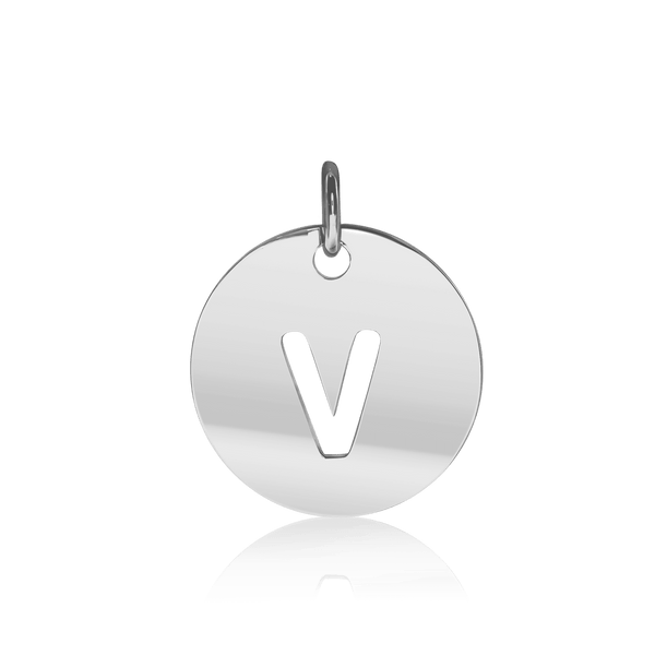 ITI NYC Lowercase Cut Out Disc in Sterling Silver (16mm) (100% Polished with Bail)