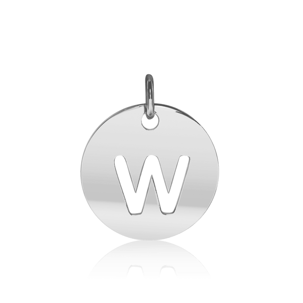 ITI NYC Lowercase Cut Out Disc in Sterling Silver (16mm) (100% Polished with Bail)