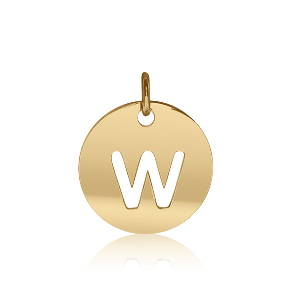 ITI NYC Lowercase Cut Out Disc in Sterling Silver (16mm) (100% Polished with Bail)