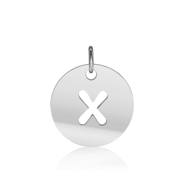 ITI NYC Lowercase Cut Out Disc in Sterling Silver (16mm) (100% Polished with Bail)