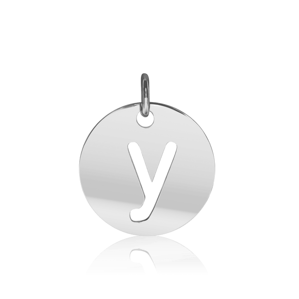 ITI NYC Lowercase Cut Out Disc in Sterling Silver (16mm) (100% Polished with Bail)