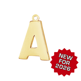 Block Initial Pendant with 1 Ring in 14K Gold (20.00 mm)