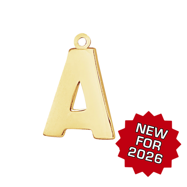 Block Initial Pendant with 1 Ring in 14K Gold (20.00 mm)