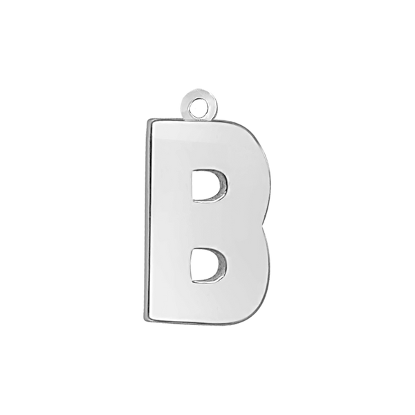 Block Initial Pendant with 1 Ring in Sterling Silver (20.00 mm)