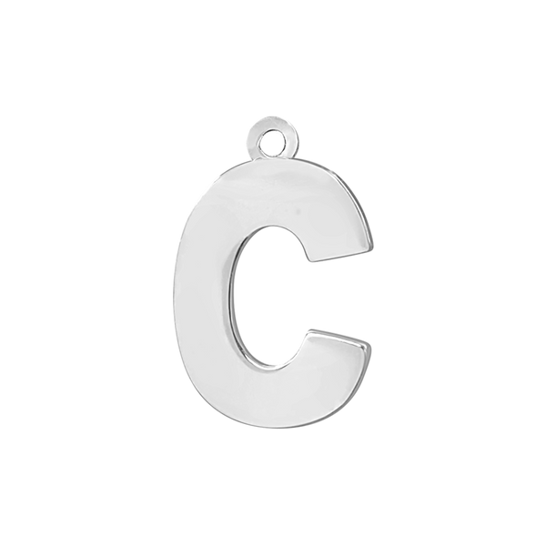 Block Initial Pendant with 1 Ring in Sterling Silver (20.00 mm)