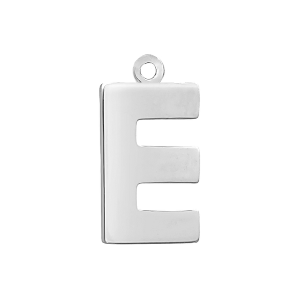 Block Initial Pendant with 1 Ring in Sterling Silver (20.00 mm)