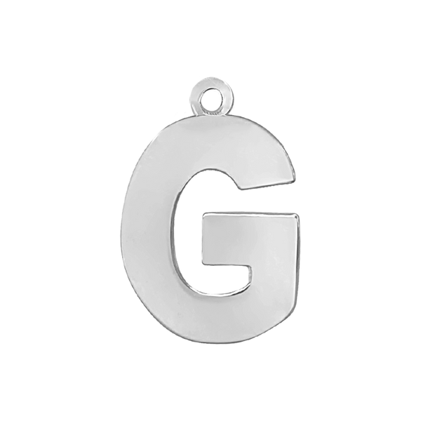 Block Initial Pendant with 1 Ring in Sterling Silver (20.00 mm)