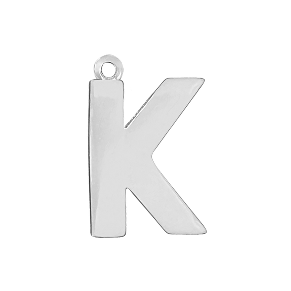 Block Initial Pendant with 1 Ring in Sterling Silver (20.00 mm)