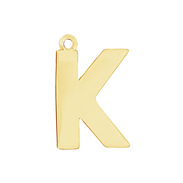 Block Initial Pendant with 1 Ring in 14K Gold (20.00 mm)