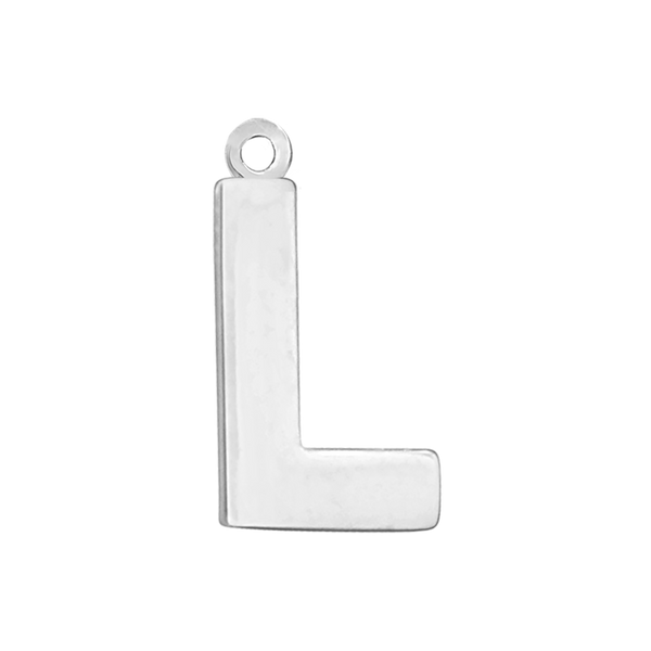 Block Initial Pendant with 1 Ring in Sterling Silver (20.00 mm)