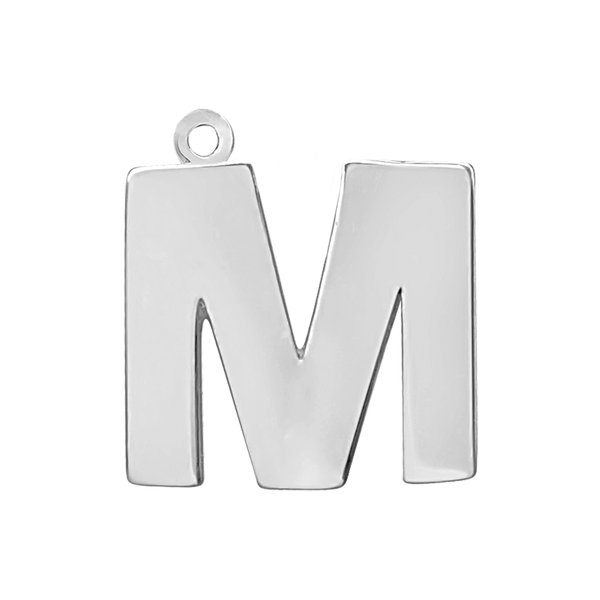 Block Initial Pendant with 1 Ring in Sterling Silver (20.00 mm)