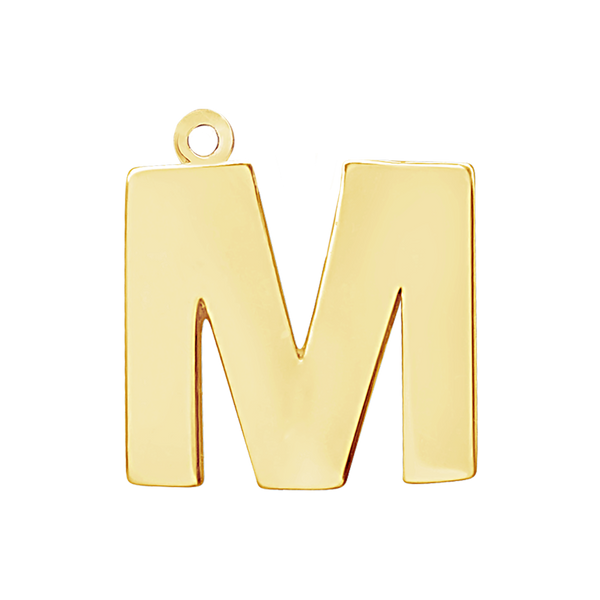 Block Initial Pendant with 1 Ring in 14K Gold (20.00 mm)