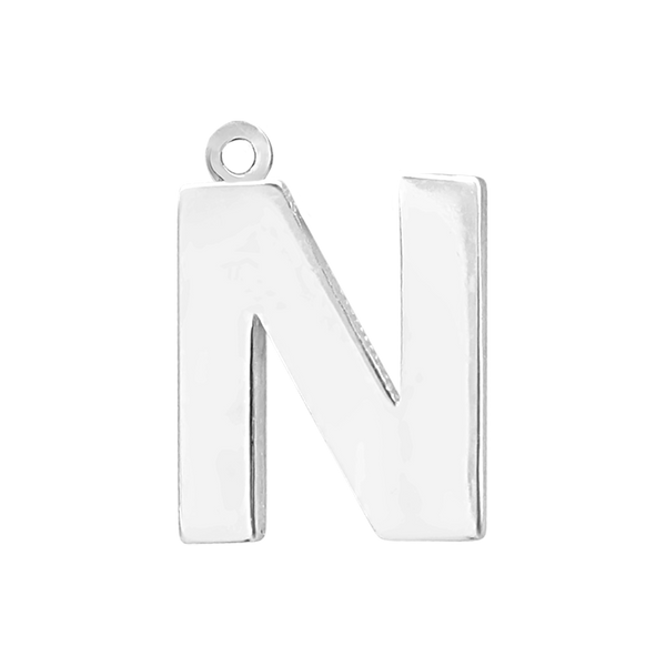 Block Initial Pendant with 1 Ring in Sterling Silver (20.00 mm)
