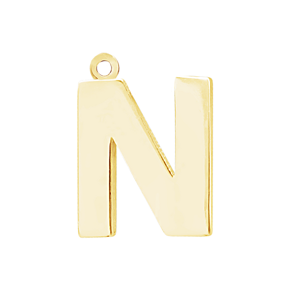 Block Initial Pendant with 1 Ring in 14K Gold (20.00 mm)