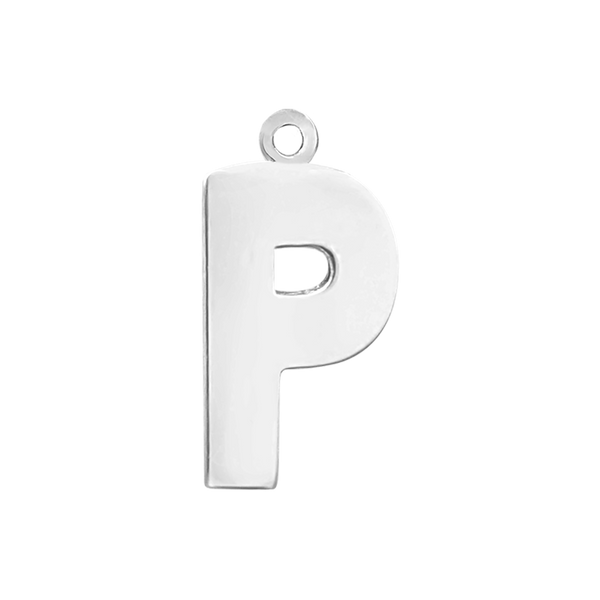 Block Initial Pendant with 1 Ring in Sterling Silver (20.00 mm)