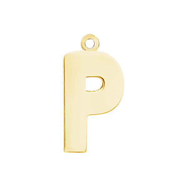 Block Initial Pendant with 1 Ring in 14K Gold (20.00 mm)