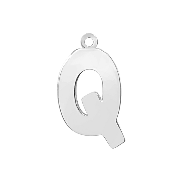 Block Initial Pendant with 1 Ring in Sterling Silver (20.00 mm)