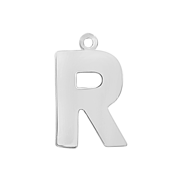 Block Initial Pendant with 1 Ring in Sterling Silver (20.00 mm)