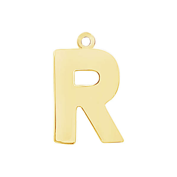 Block Initial Pendant with 1 Ring in 14K Gold (20.00 mm)
