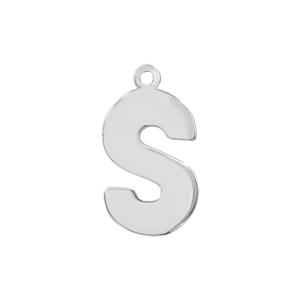Block Initial Pendant with 1 Ring in Sterling Silver (20.00 mm)